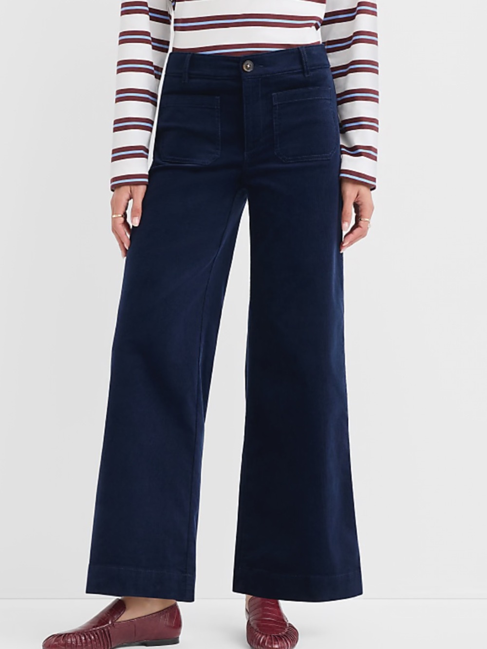 LOFT Navy Wide-Leg Palmer Curvy High-Rise Pants